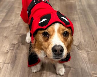 Deadpool Dog Costume: Red Knit Halloween Outfit