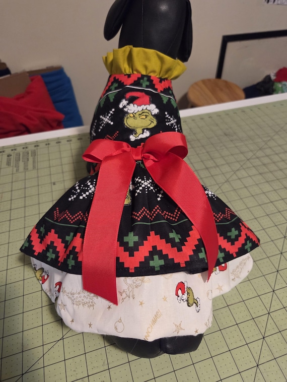 Grinch Inspired dog dress: Christmas dog outfit