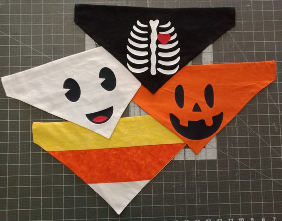 Halloween dog bandana, Candy Corn Bandana, Pumpkin Bandana, Ghost Bandana, Skeleton Bandana, Slide on dog bandana, Bandana for Dogs