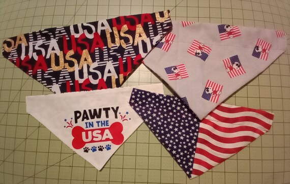 Patriotic dog bandanas, Bandanas for dogs, Dog Bandanas, American Flag dog Bandanas, American Dog Collar, collar cover dog bandana