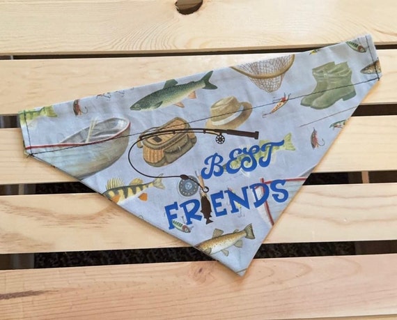 Father's Day gift, Father's Day dog bandana, Fishing dog bandana, Best Friend dog bandana, Slide on dog bandana