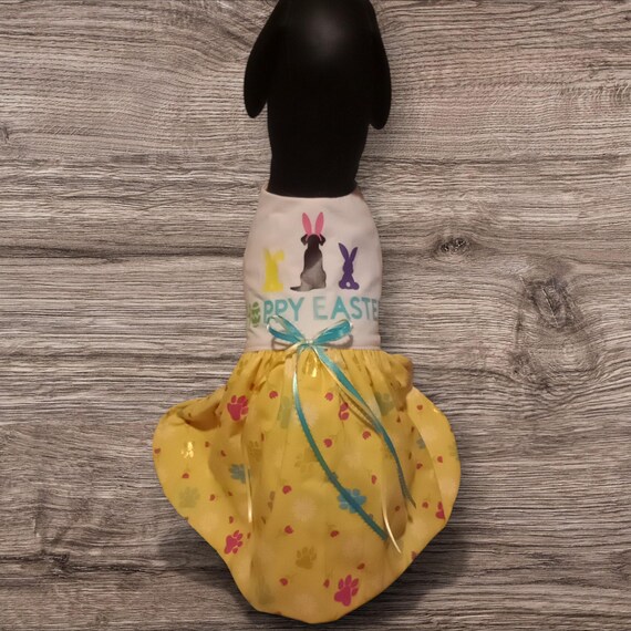 Happy Easter dog dress, Bunny dog dress, Spring dog dress, Fancy dog dress