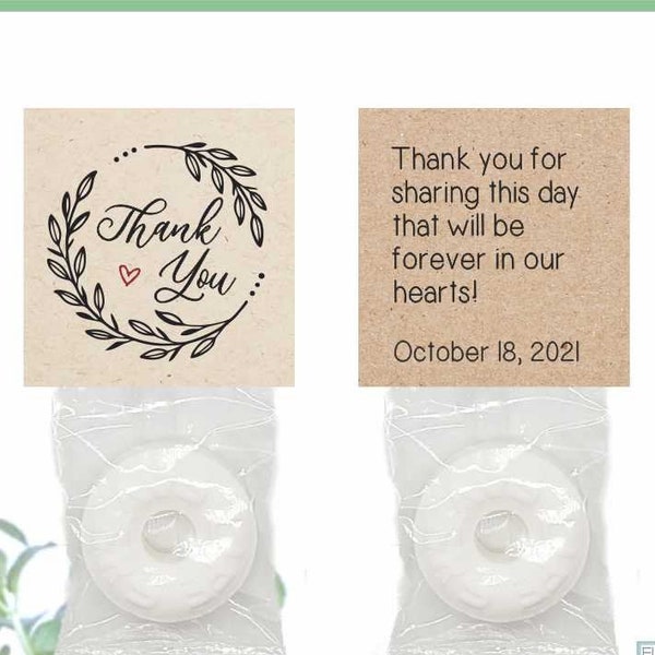 25 Thank You Mints, Candy Favors, Mint Favors, Personalized Party, Love is Sweet, Thank You, Mint To Be Wedding Favors - M0018