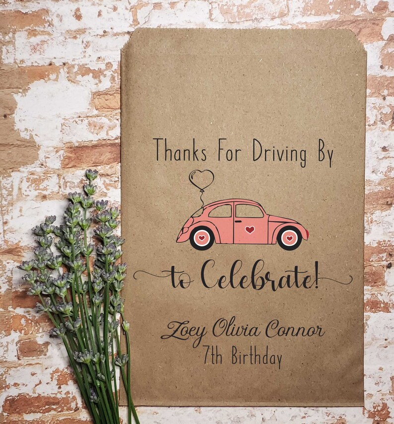 Drive Through Birthday Party Birthday Favor Bags Kraft Bags Etsy