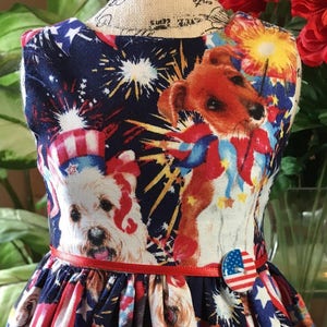 July 4th Dogs dress fits all 18 inch doll dresses including American Girl Doll image 1