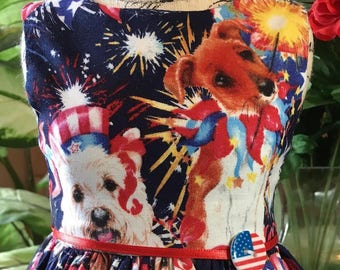 July 4th Dogs dress fits all 18 inch doll dresses including American Girl Doll