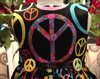 Peace Sign Flower Power dress fits all 18 inch dolls including American Girl Doll
