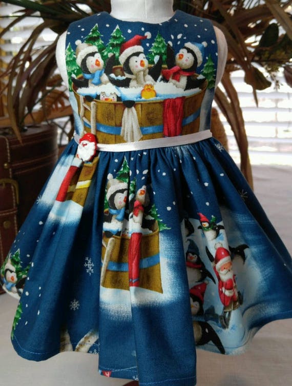 penguin christmas dress fits 18 inch dolls including American Girl Doll The dress can be