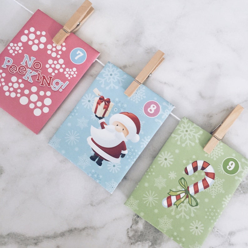 24 Day Advent Calendar Christmas Countdown Paper Envelope Etsy