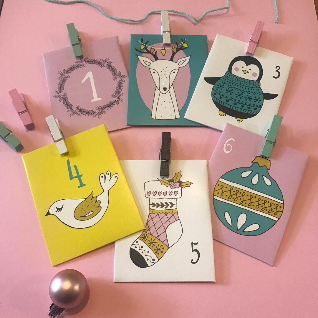 24 Day Advent Calendar Christmas Countdown Paper Envelope Etsy