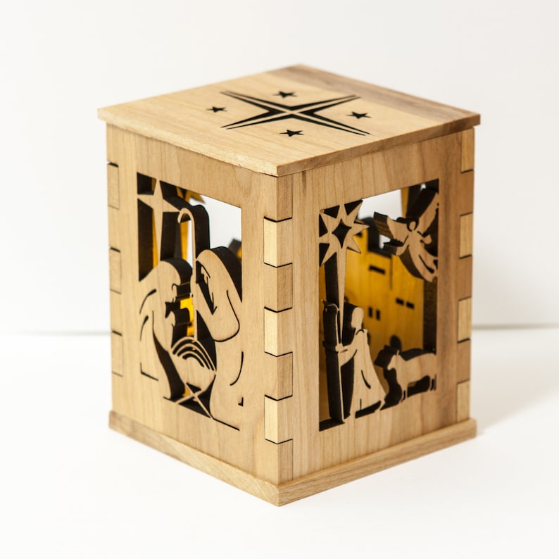 Nativity Luminary Hand Crafted From Solid Wood Etsy