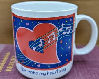 Russ Berrie "You Make My Heart Sing" Hearts Music Notes 1980s Mug