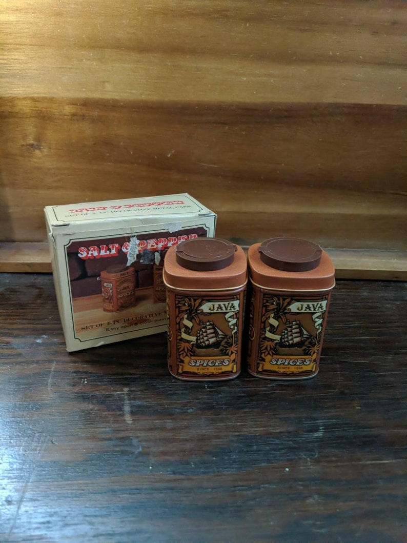 Vintage Java Spices NOS Salt and Pepper Shakers Japan Original Box image 1