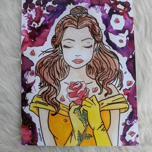 Princess Watercolor Print / Rose / Ready to Ship