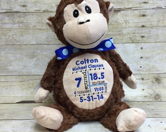 Baby Cubbies Personalized Stuffed Brown Monkey - adorable baby gift!