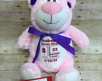 Baby Cubbies Personalized Stuffed PINK Bear - adorable baby gift!
