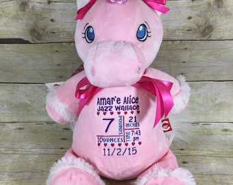 Baby Cubbies Personalized Stuffed Pink Unicorn - adorable baby gift!