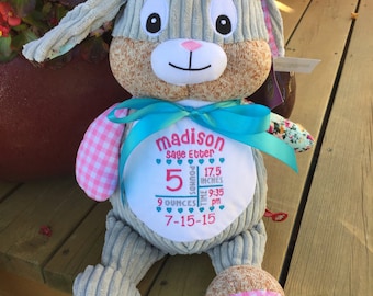 Baby Cubbies Personalized Stuffed Harlequin Girl Bunny - adorable baby gift!