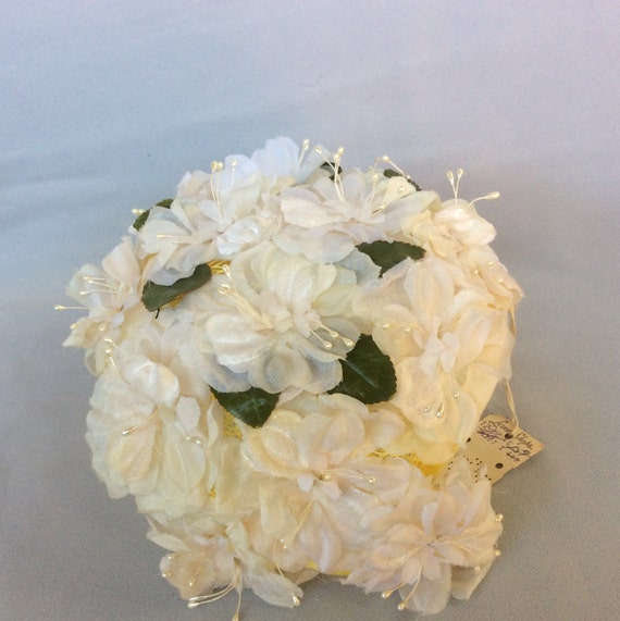 Vintage LERNER Shops Pillbox  White Floral Hat - image 4