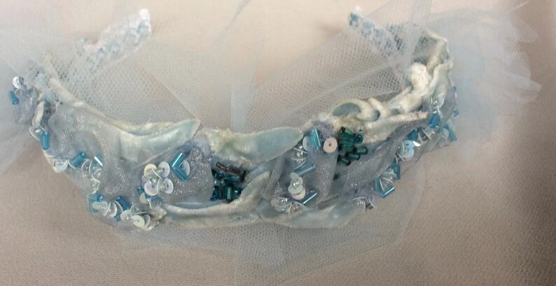 Headband Blue handmade Beadwork Accessories image 3