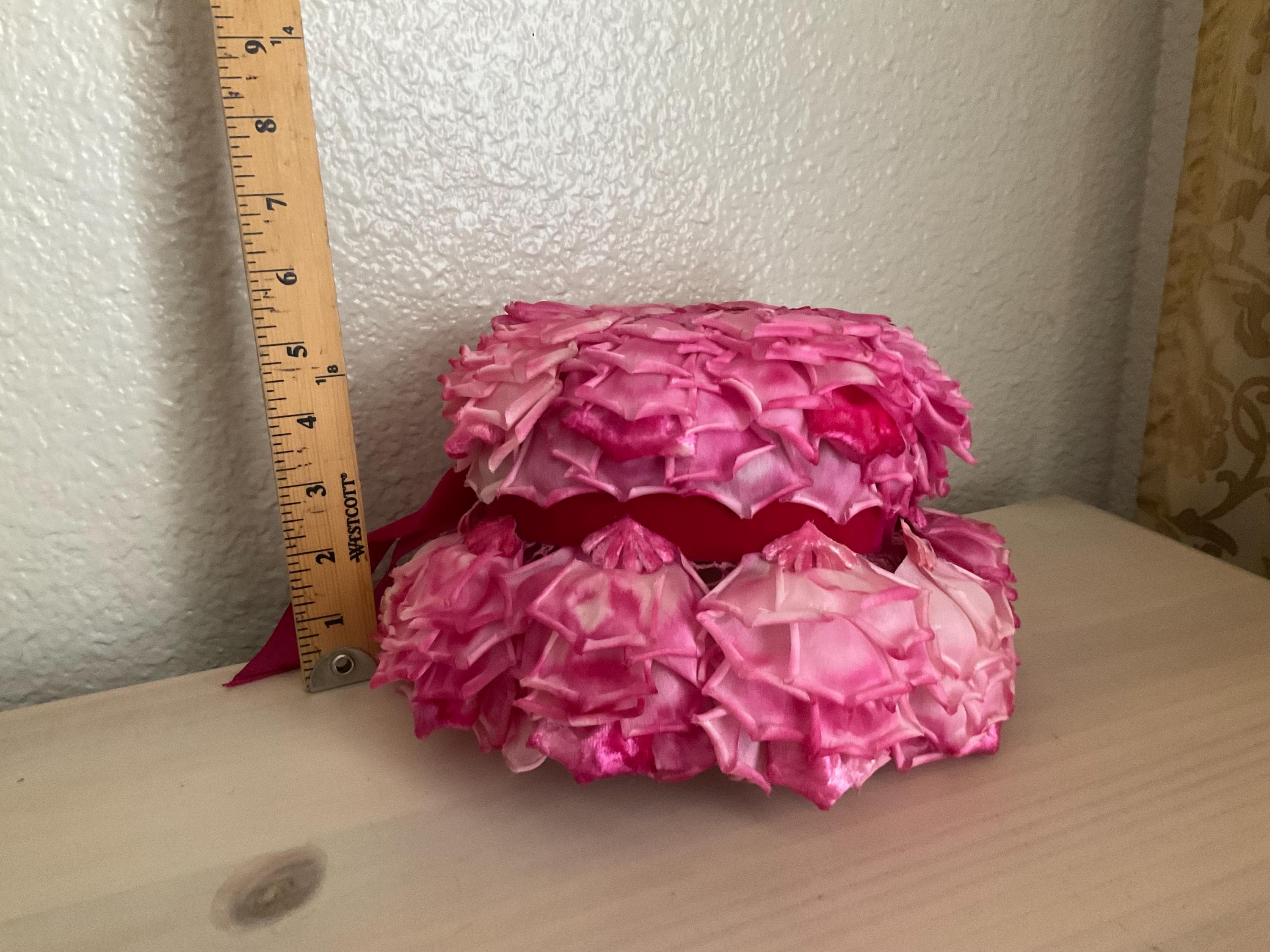 Vintage pink Hat petals rose Vintage Floral Rose Petals Pink Hat, Cocktail ,derby Hat  main image 2