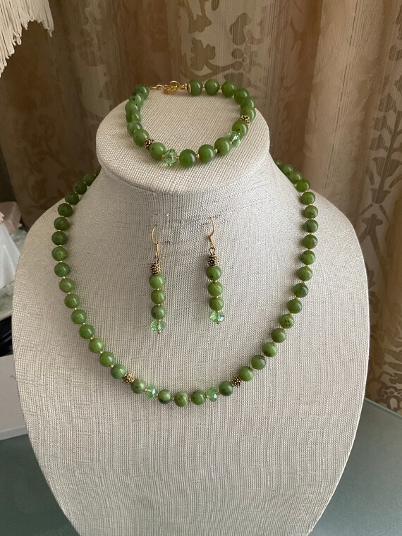 Jewelry Set Jade Necklace Bracelet Earrings Handmade Etsy