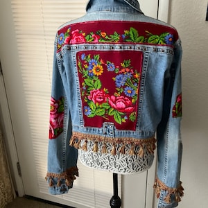 Altered Couture Jeans Jacket Upcycled Handmade Size Plus - Etsy