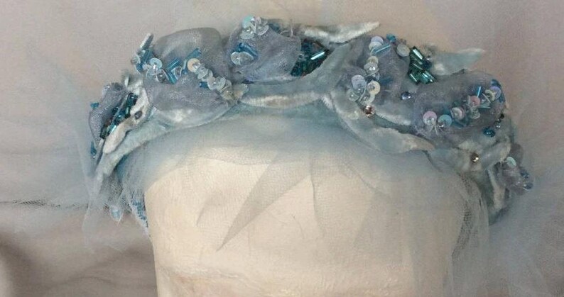 Headband Blue handmade Beadwork Accessories image 1