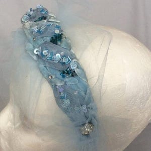 Headband Blue handmade Beadwork Accessories image 2