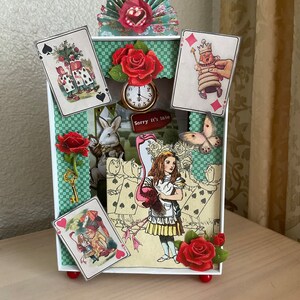 Diorama de caja de sombras de Alicia en el país de las maravillas, decoración del hogar hecha a mano