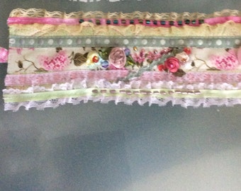 Cuff Bracelet  Lilac Handmade Fabric Boho Shabby