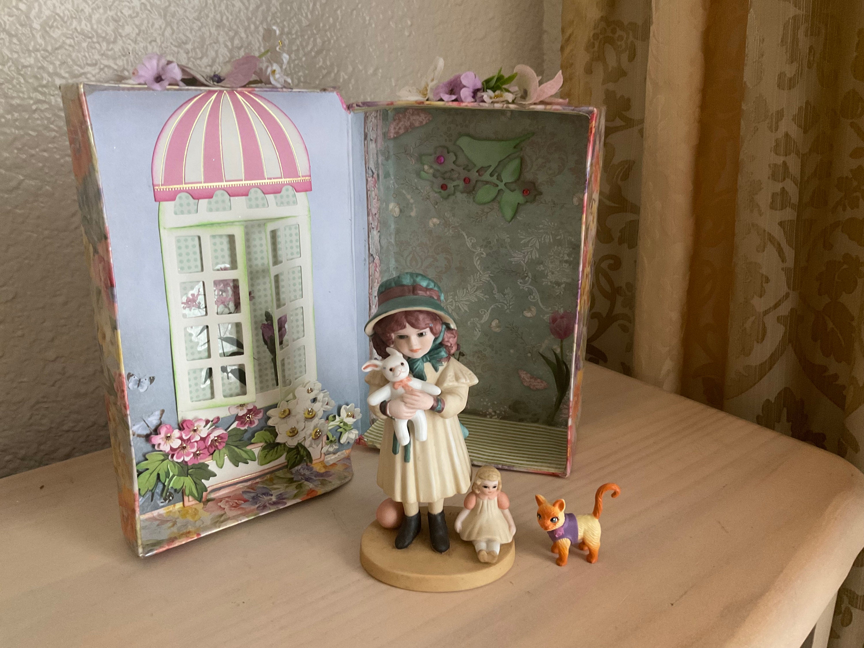 Shadow Box Art Diorama Spring Vintage Doll B&J Art Designs Figurine