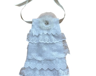 Ruffle Lace Collar Jabot Neck White detachable Victorian style Handmade