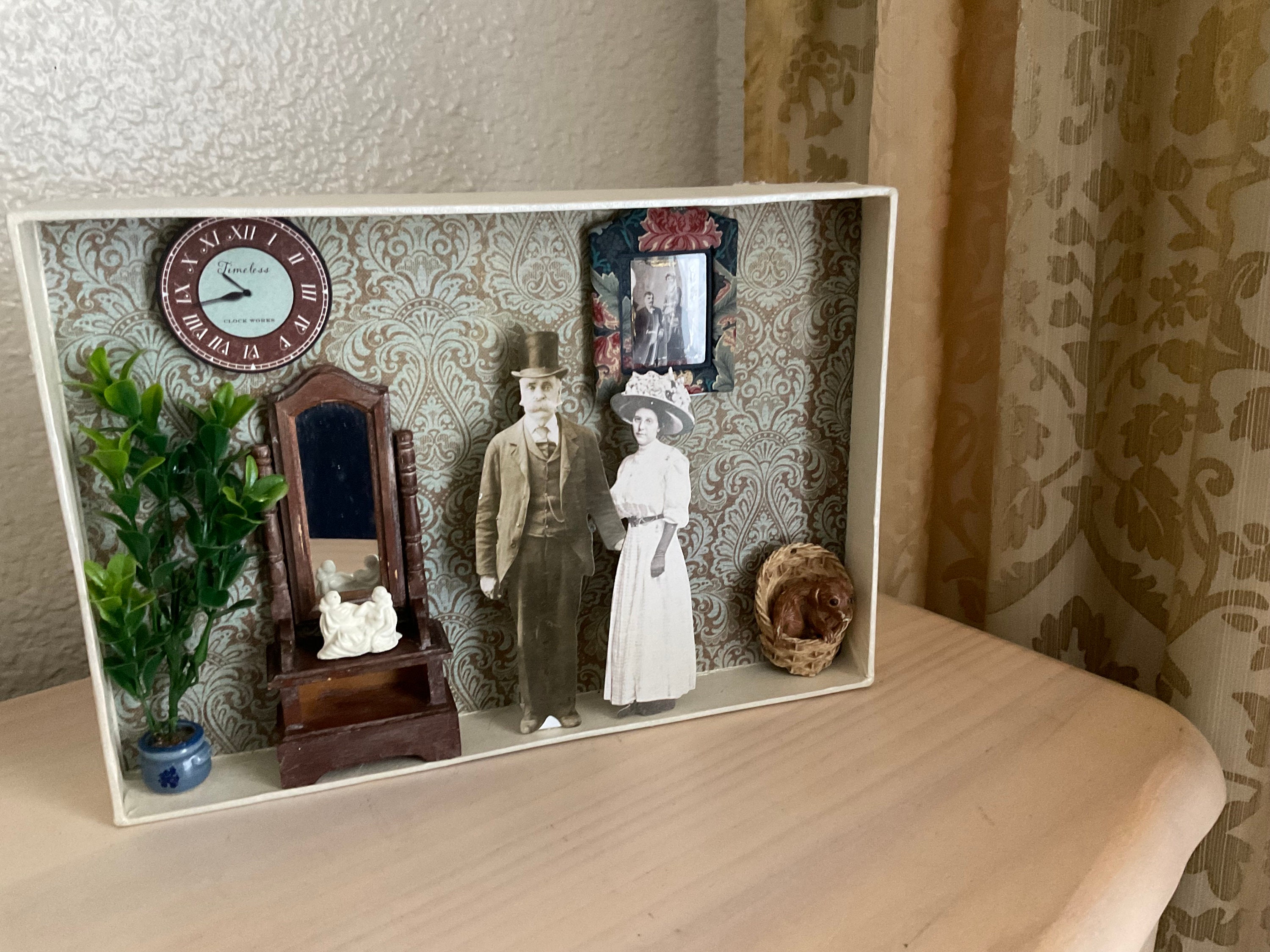 Mixed Media Art Shadow Box Diorama Married Couple / Family Handmade ...