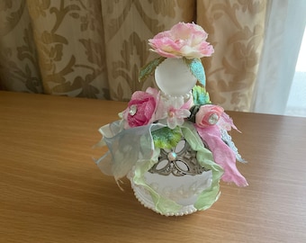 Pink Shabby Chic Glass and Lace Bottle Decoration Home Decor - Etsy