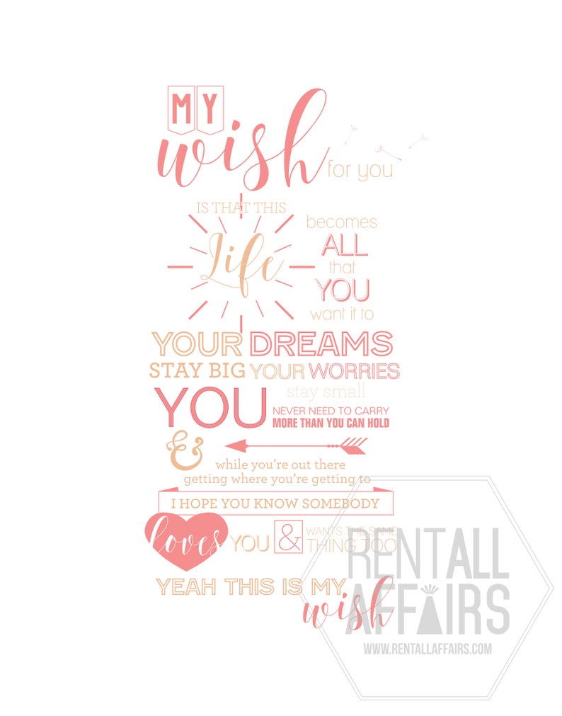 My Wish Lyrics Custom Print | Etsy