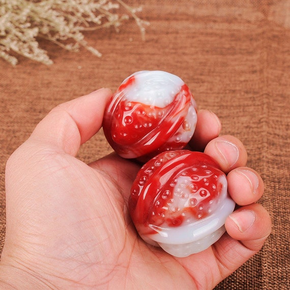 Natural Jadeite Jade Chicken Blood Jade Handball Handcarved Etsy