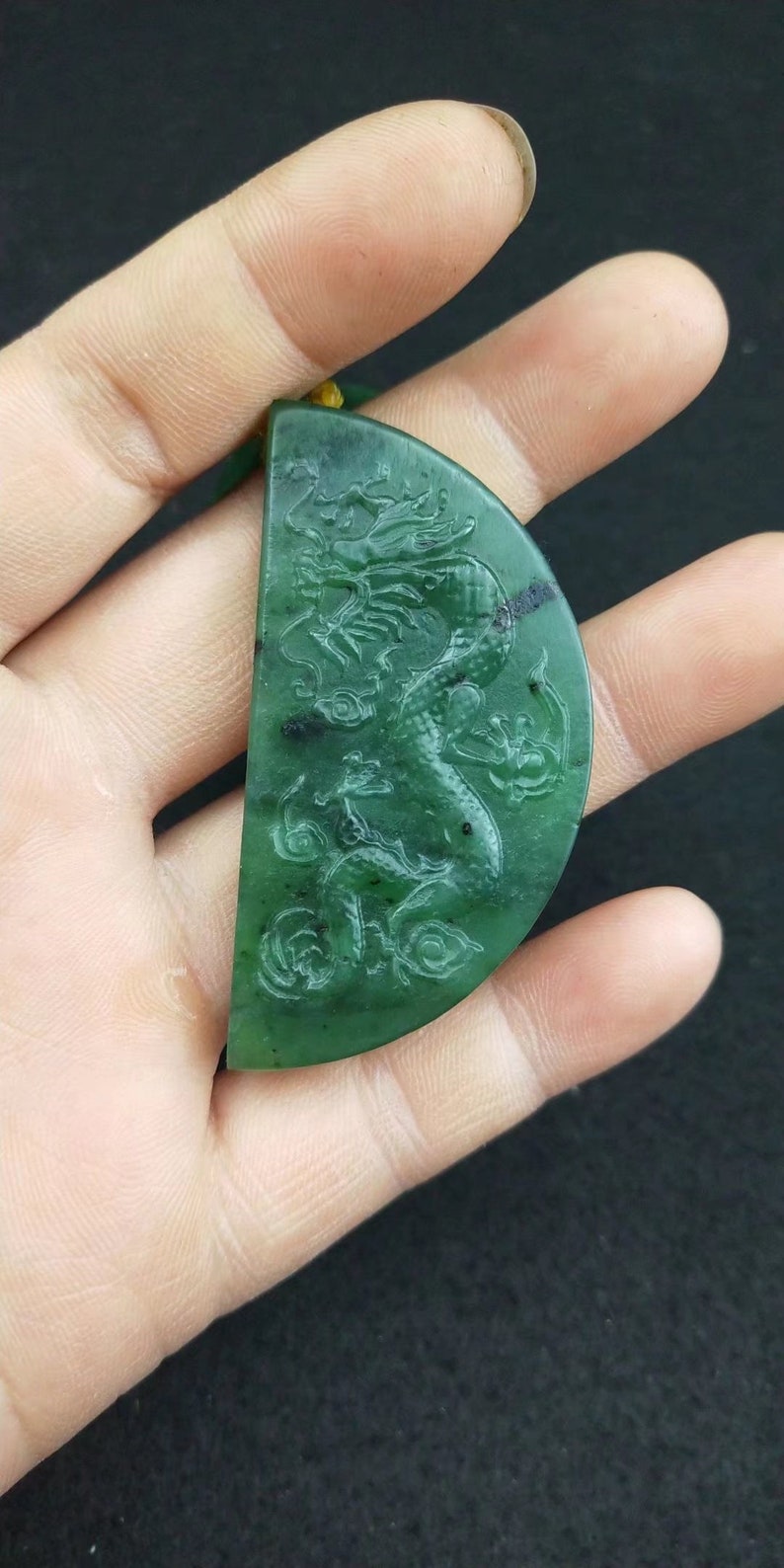 Natural AAA Green Color Jadeite Jade Pendant Good Luck Round | Etsy