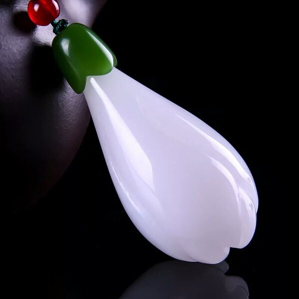 Natural AAA jade white jadeite jade handmade good luck charm Magnolia pendant necklace