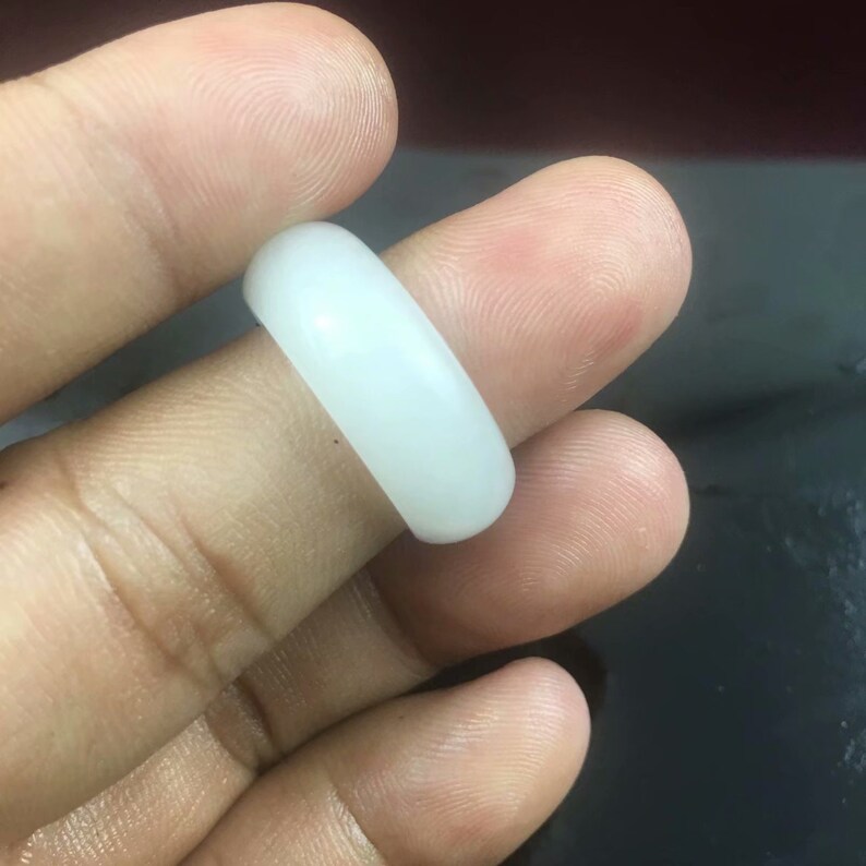 Natural White Jadeite Jade Noble Jade Ring White Women Etsy