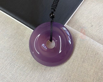 Natural jade ice kind of the purple color jadeite jade round and round Ping An pendant necklace