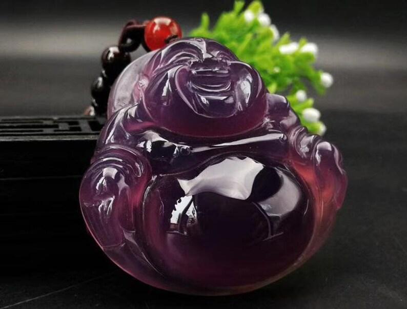 Natural AAA Purple Jadeite Jade Carved Laughing Buddha Luck Etsy