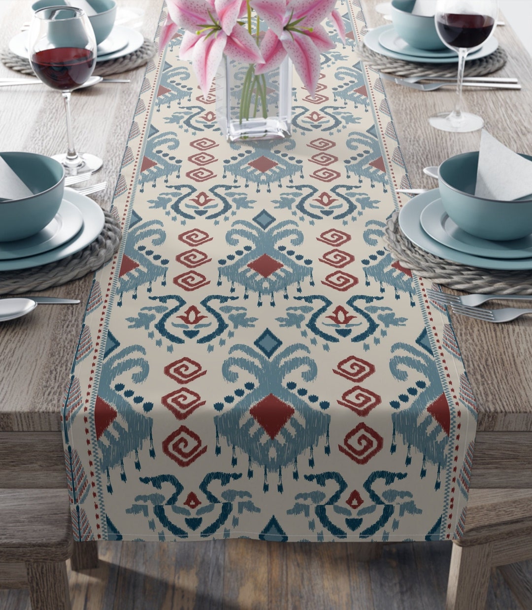 Beautiful Floral Paisley Table Runner Decorations for Home 16 Inches Wide Matching Napkins Also