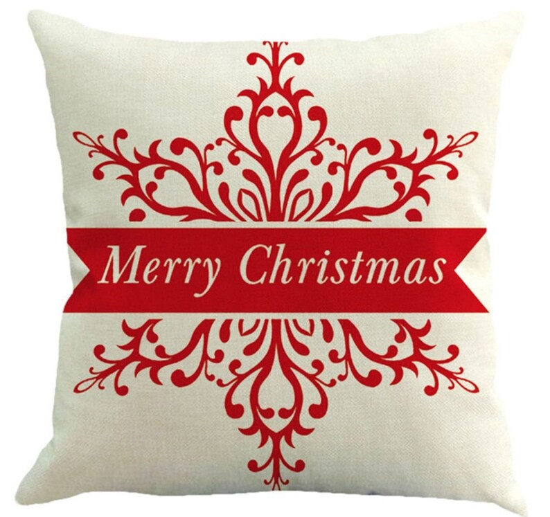 Merry Christmas on Snowflake Pillow Cover 18 x 18