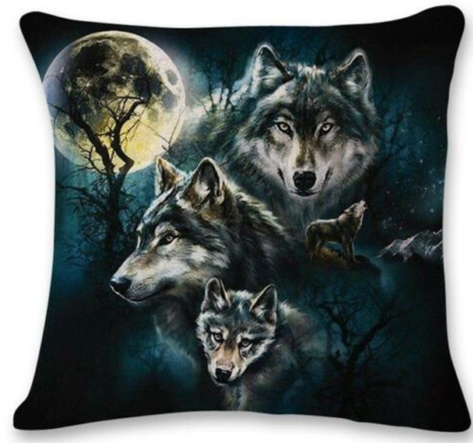 Beautiful Wolf Print Pillow Cover 18 X 18 Etsy