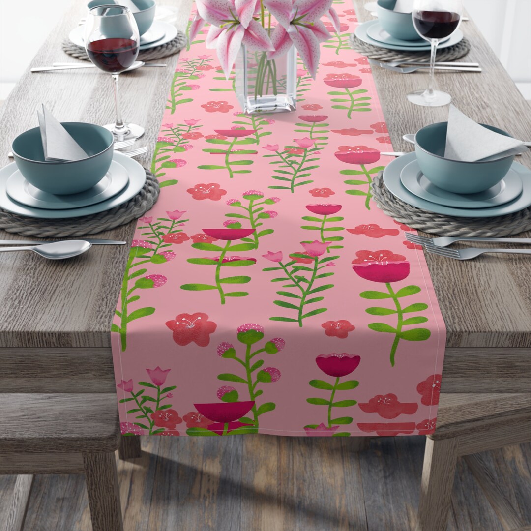 Beautiful Pink Floral Table Runner Decorations for Home 16 Etsy