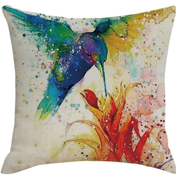 Beautiful Hummingbird with Flowers on Decorative Pillow Cover 18 x 18