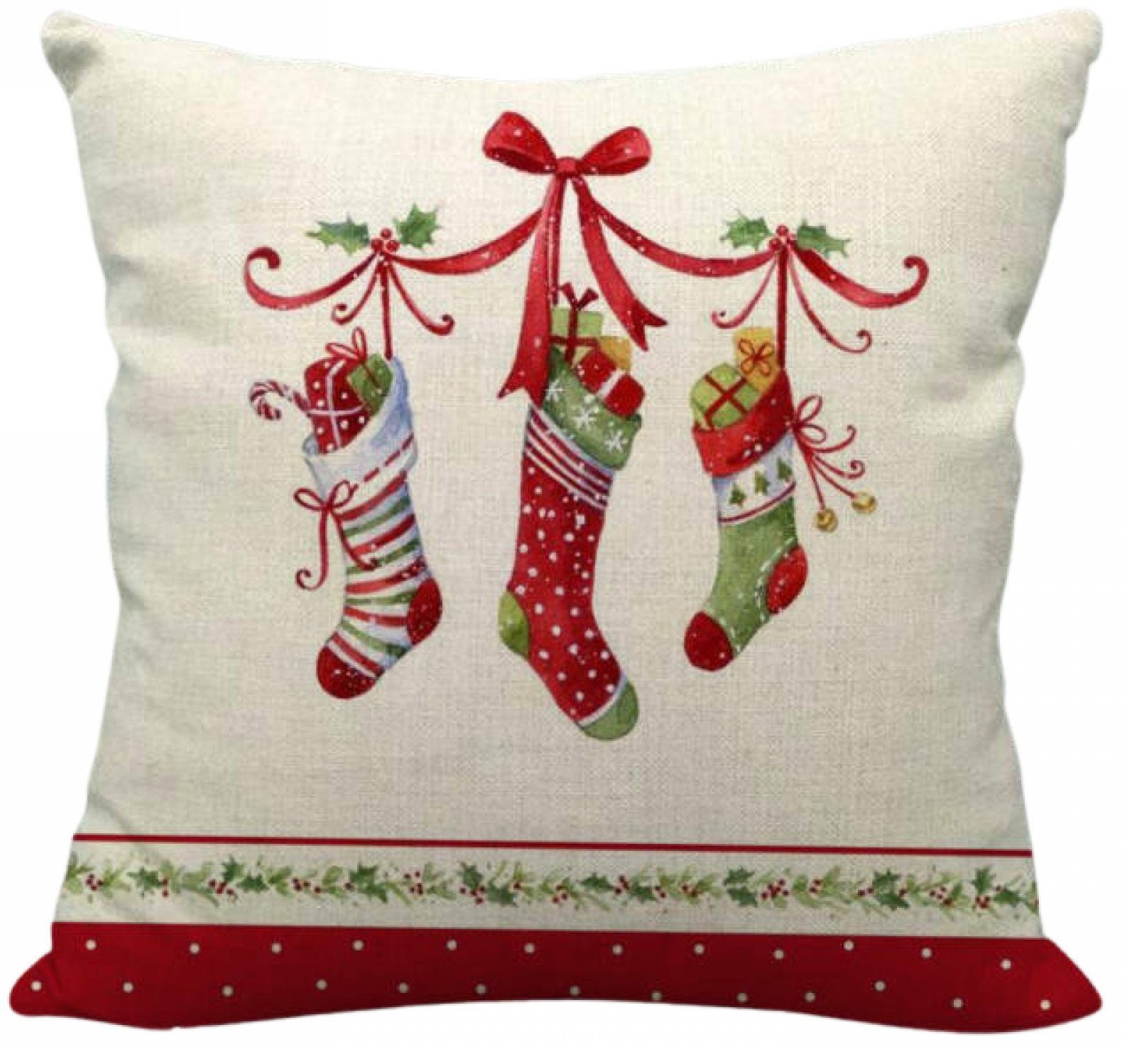 Merry Christmas Hanging Stockings With Gifts Pillow Cover 18 X Etsy
