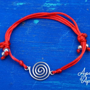 pachamama bracelet, tiny red string bracelet with inca symbol of love and prosperity image 3