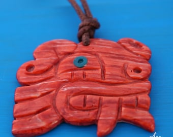 jaguar spirit pendant spondylus - puma animal of power - feline symbol - inca maya aztec tribal necklace - unique handcarved wild cat peru